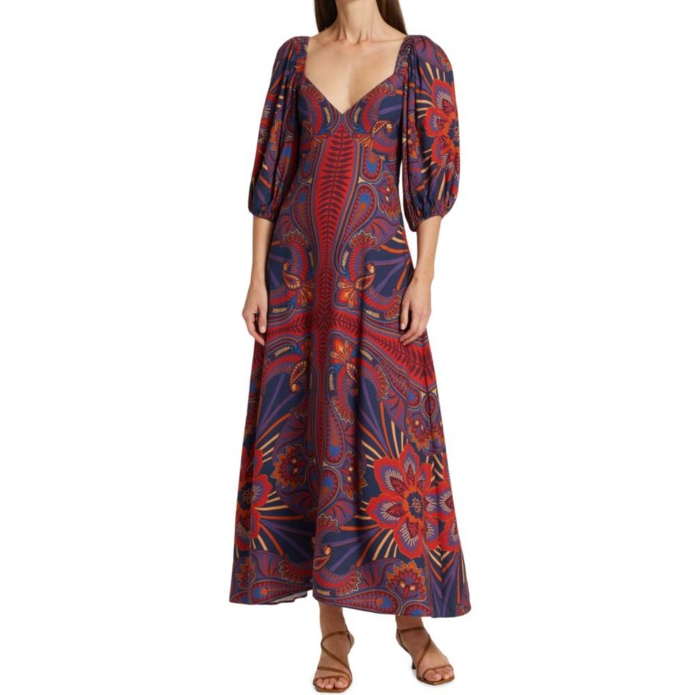 Farm Rio Macaw Arabesque Midi Dress Sz XS